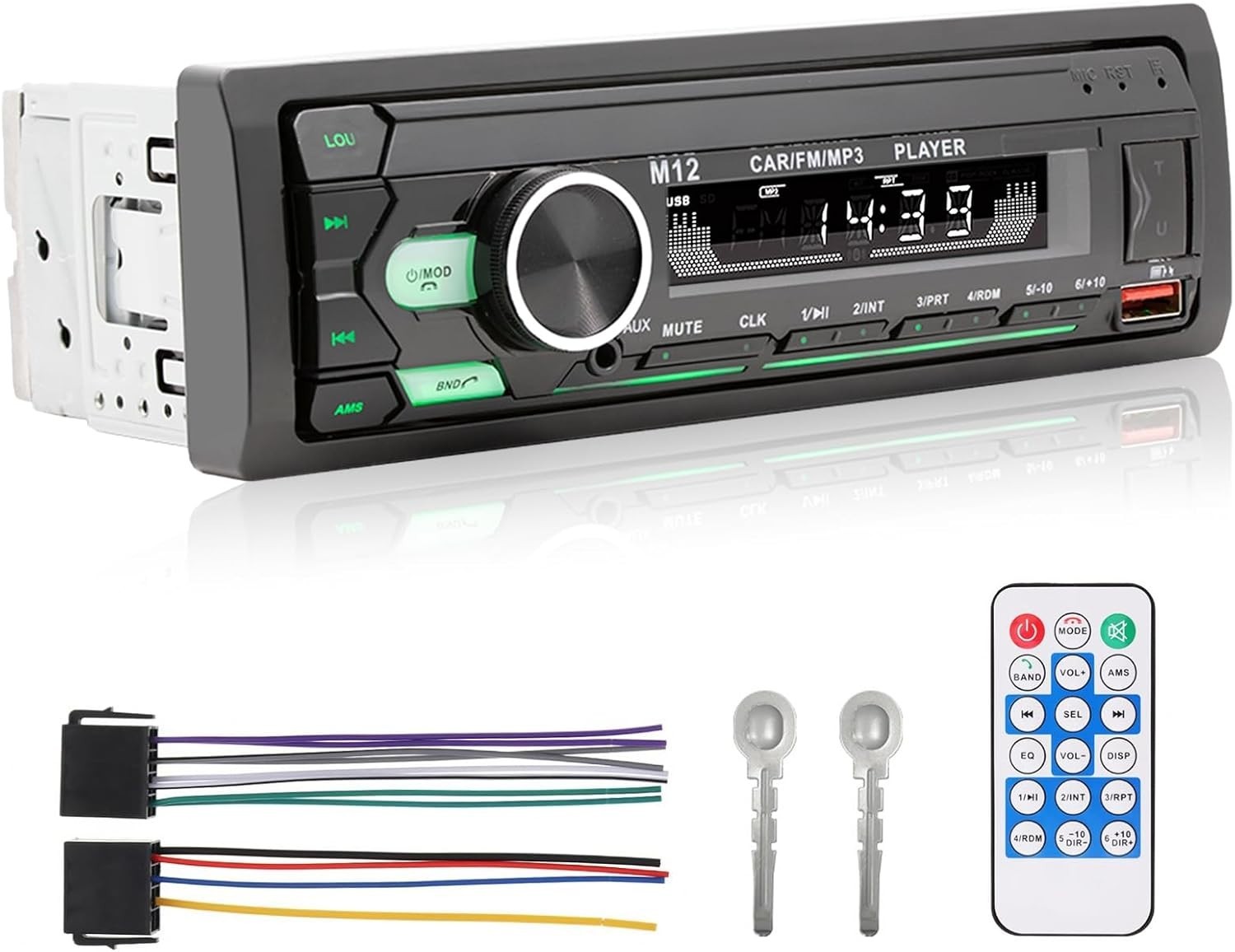 Stylish 12V Bluetooth LCD Car Stereo MP3 Player with Dual USB Charging