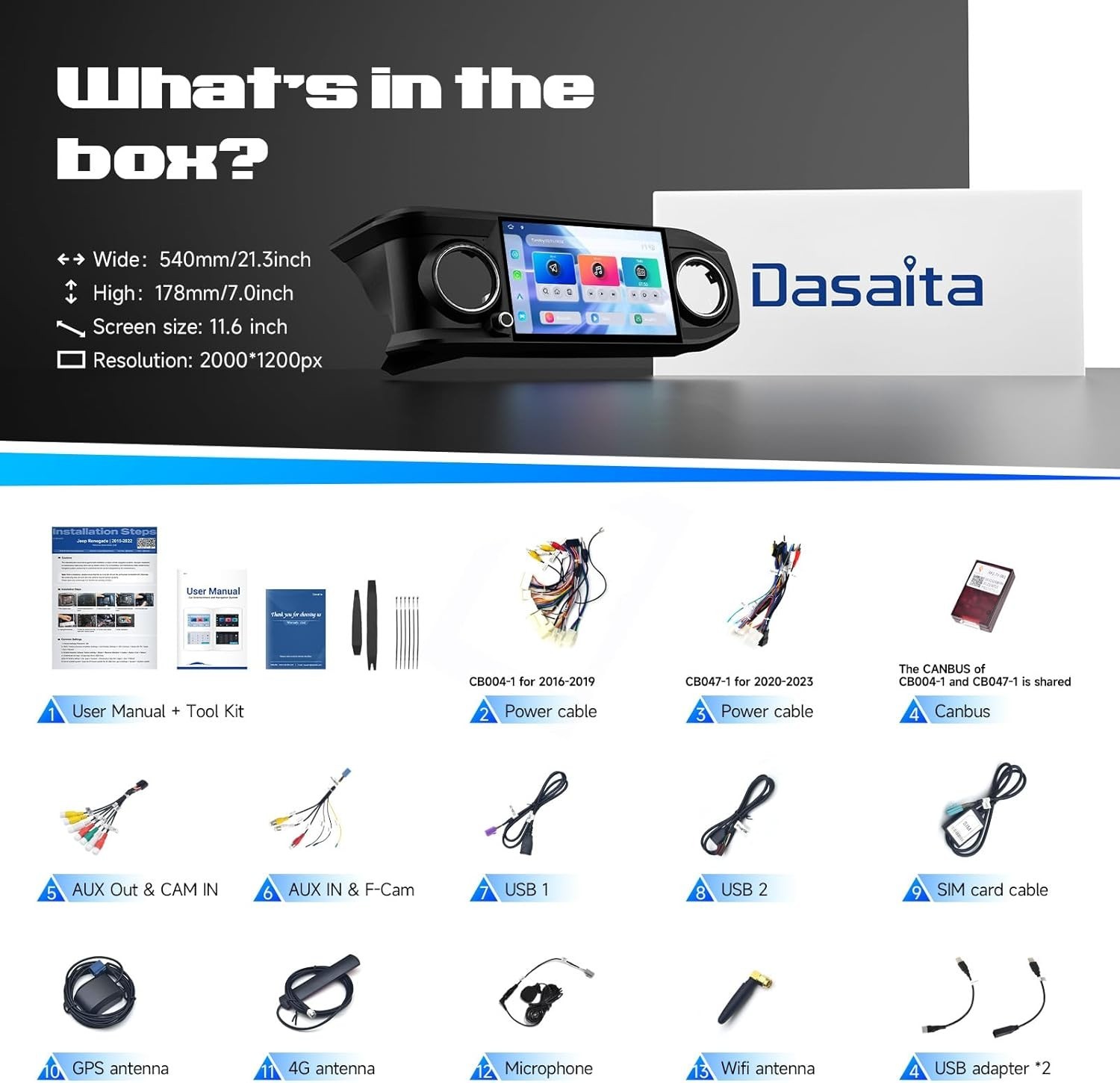 Dasaita Car Head Unit Android Auto 4G LTE GPS for Toyota Tacoma 2016-2023 Navi