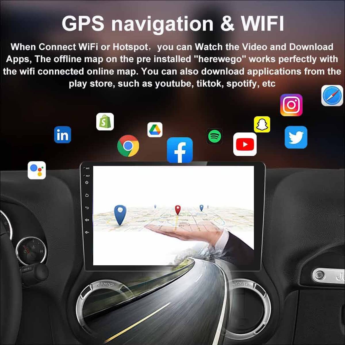 EVONAVI 10″ Car Radio Head Unit ~ GPS Carplay Android ~ Jeep Dodge Ram *3798A7E