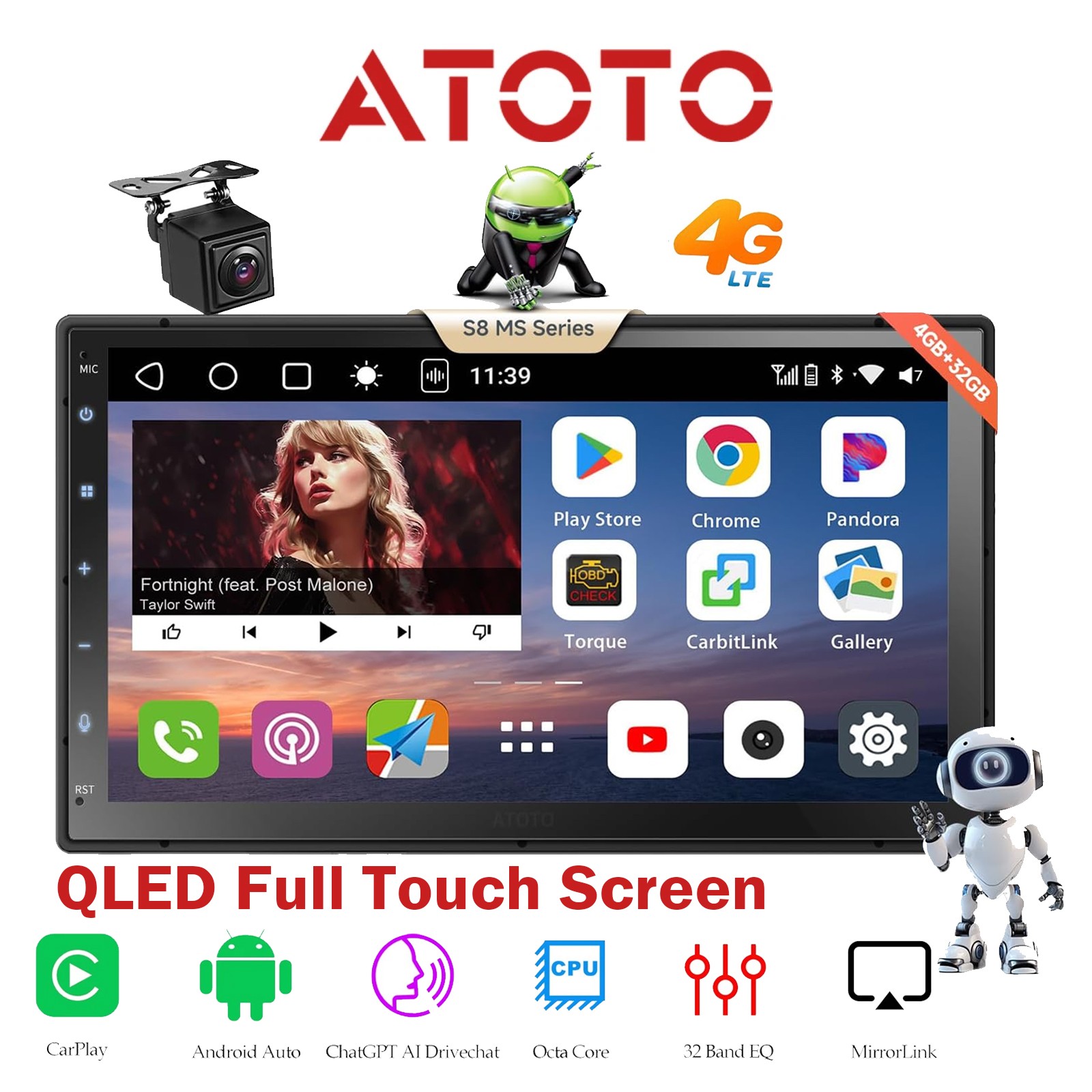ATOTO S8 2DIN 7″ AI Car Radio Digital Multimedia Receiver GPS Drive Chat 4G LTE