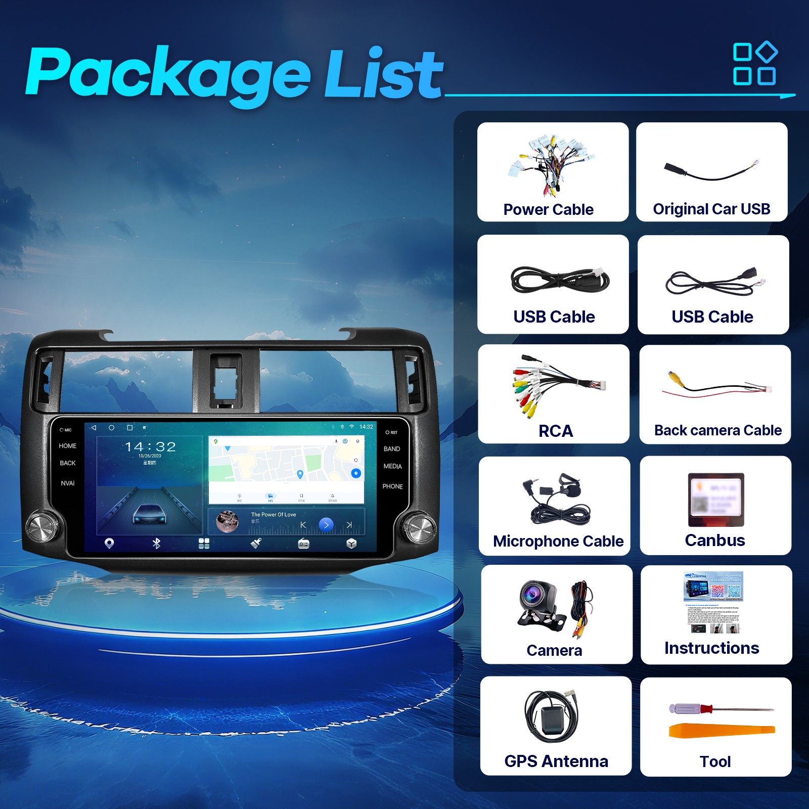 10.33″ For Toyota 4Runner 2010-2019 Apple CarPlay Car Radio Stereo GPS 6GB+128GB