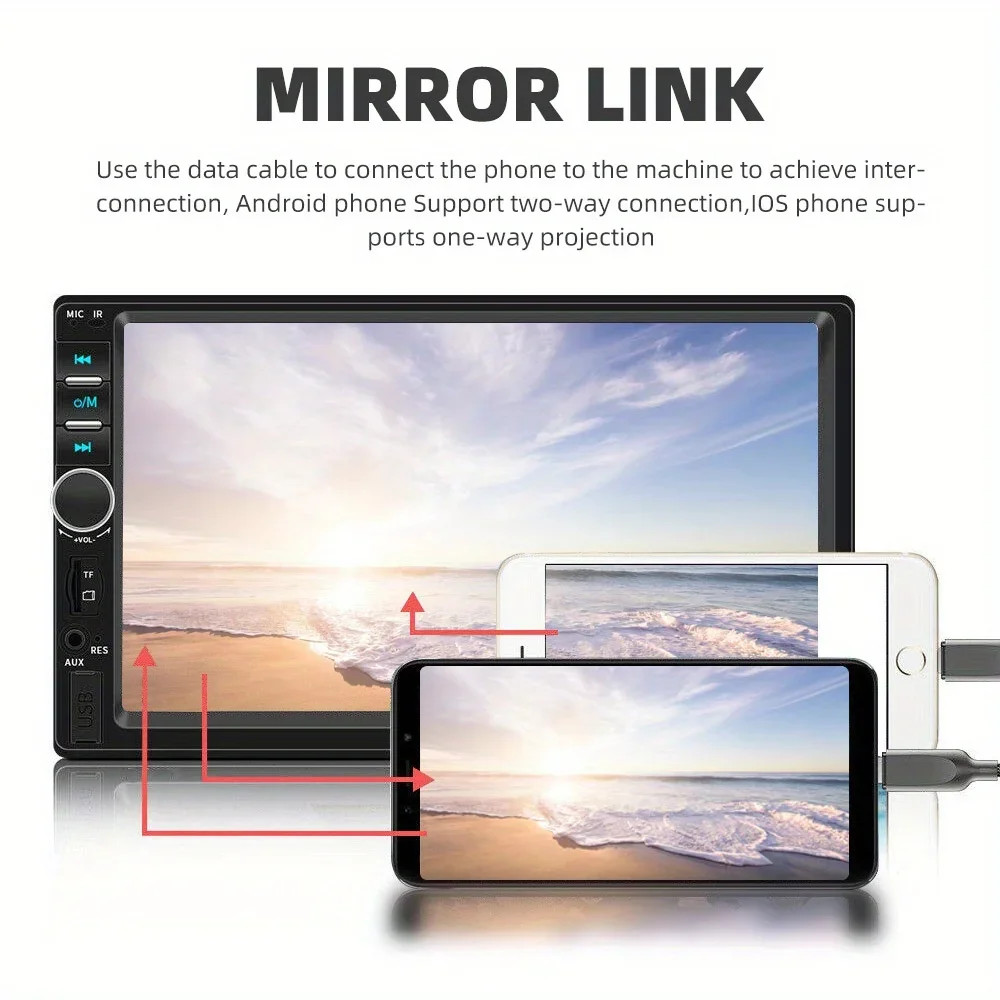 MP5 Car Player 2 Din 7 Inch Touch Screen Car Stereo Bluetooth + Backup Camera.
