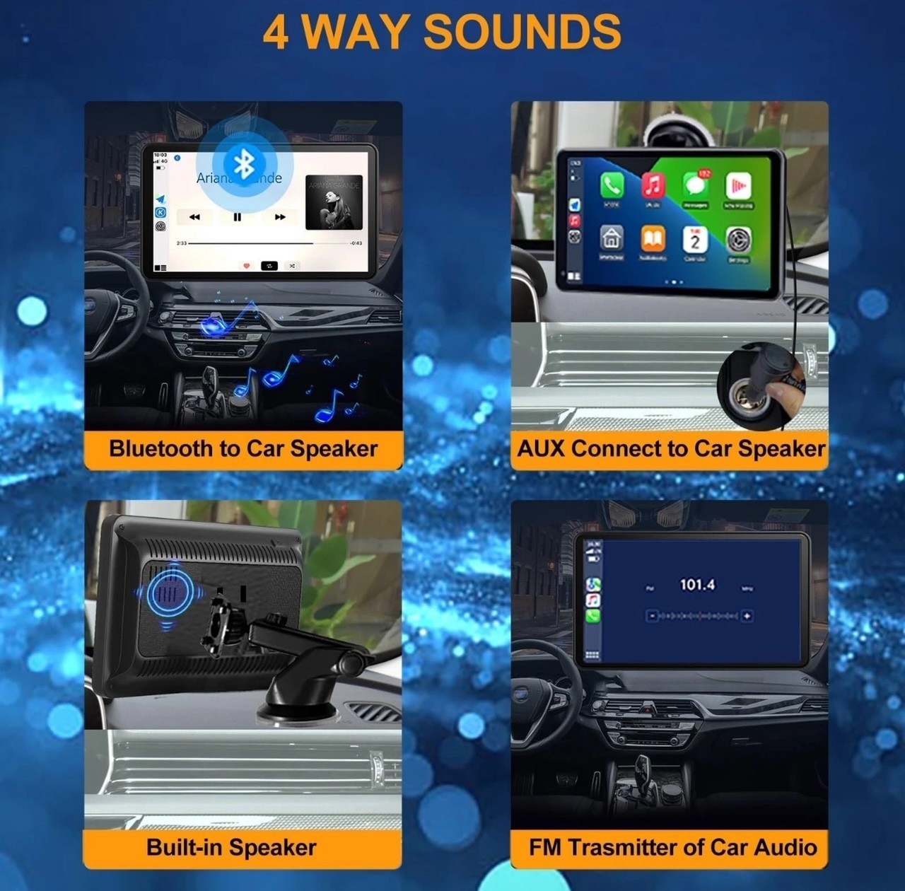 7” Portable CarPlay Android Auto Touch Screen Car Radio Stereo GPS FM BT NAVI