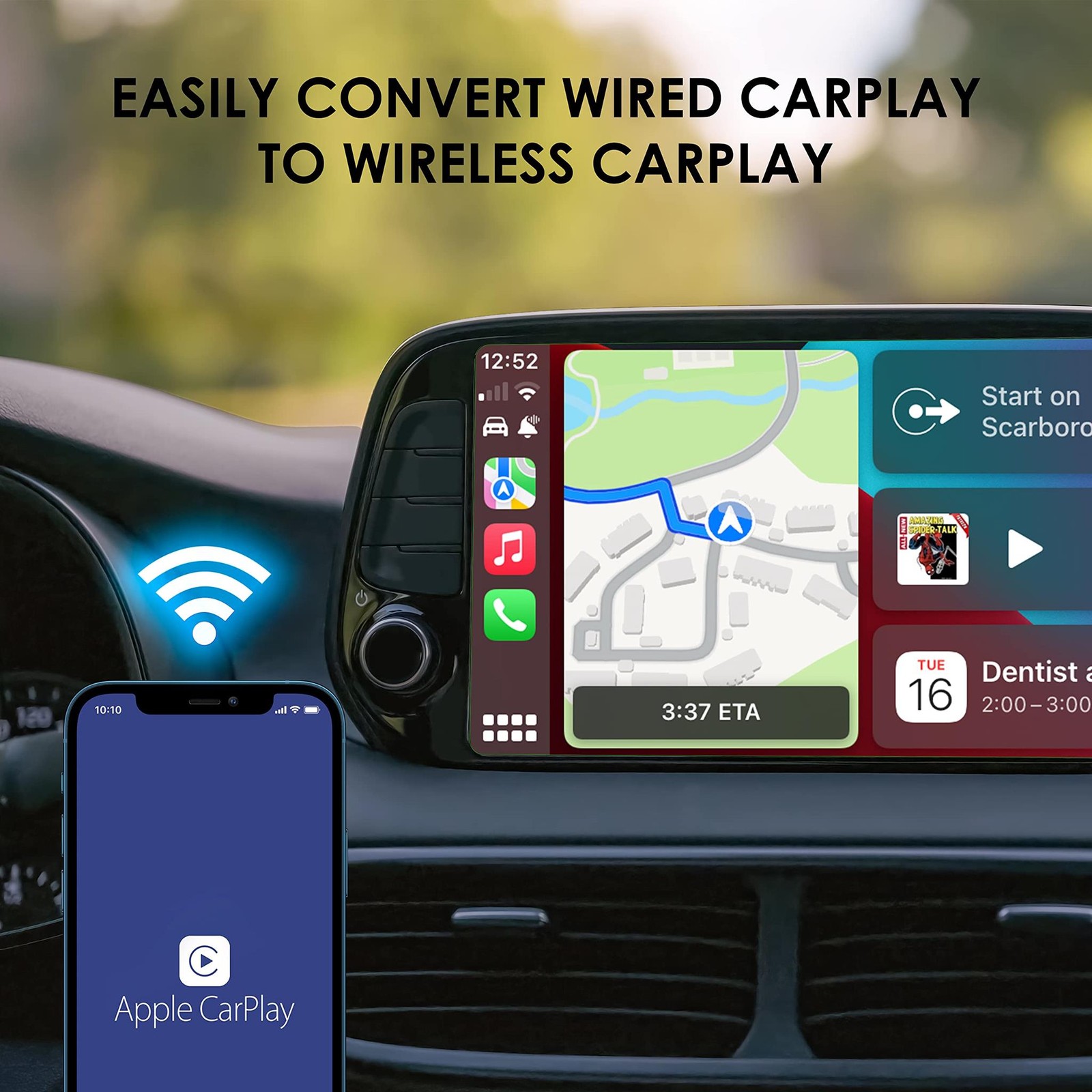 RexingUSA CPW-1 Wireless Carplay Adapter, OEM Integrated Apple CarPlay, Convert