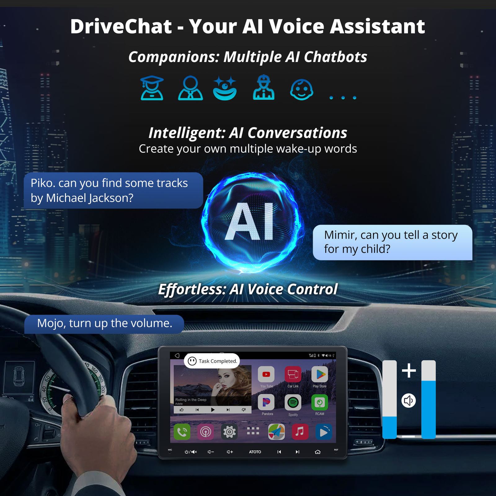 ATOTO 4G+64G 9″ 2DIN Android Car Play Stereo Radio Bluetooth Multimedia Receiver