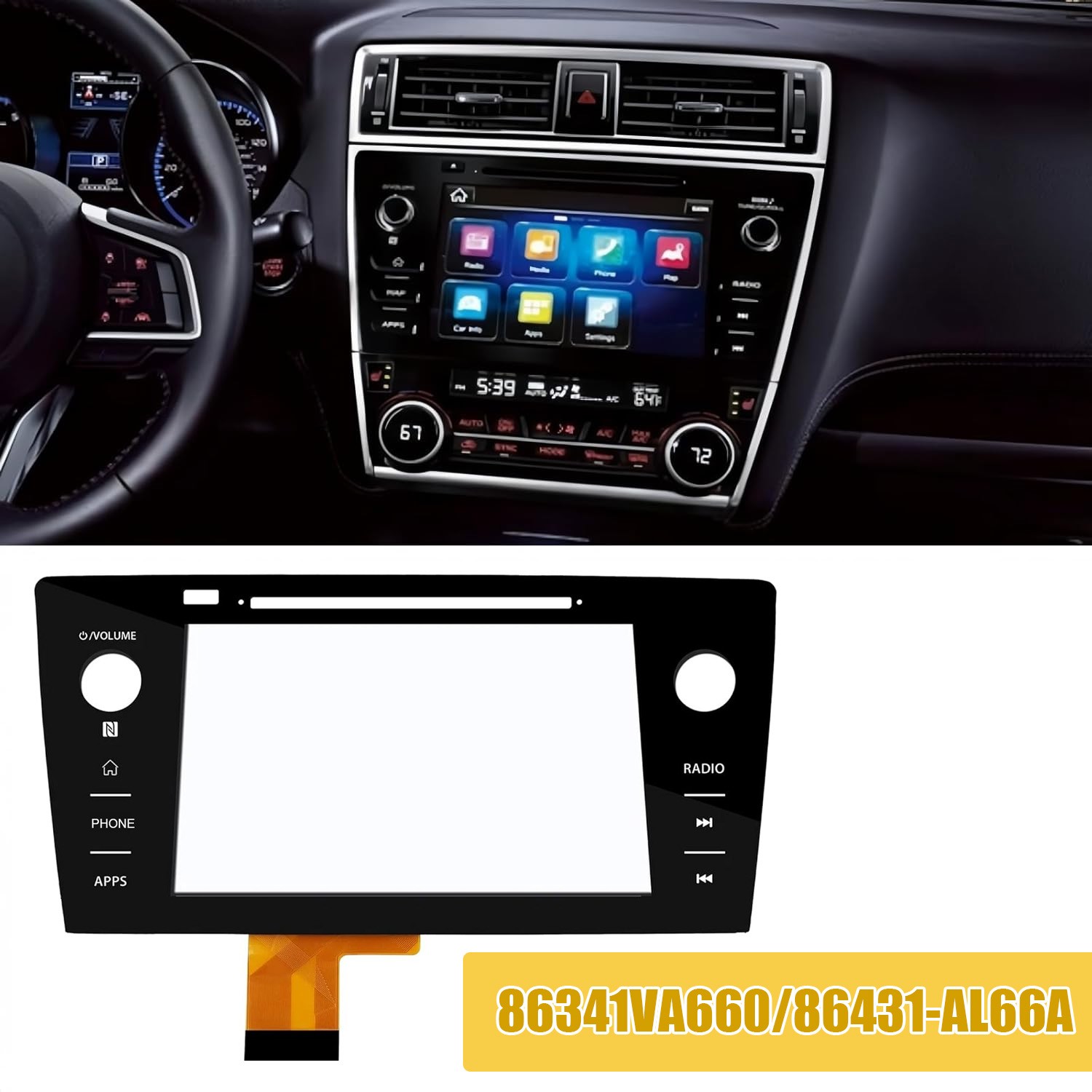 Touch Screen Digitizer Replacement for Subaru Legacy Outback Radio Screen 18-19