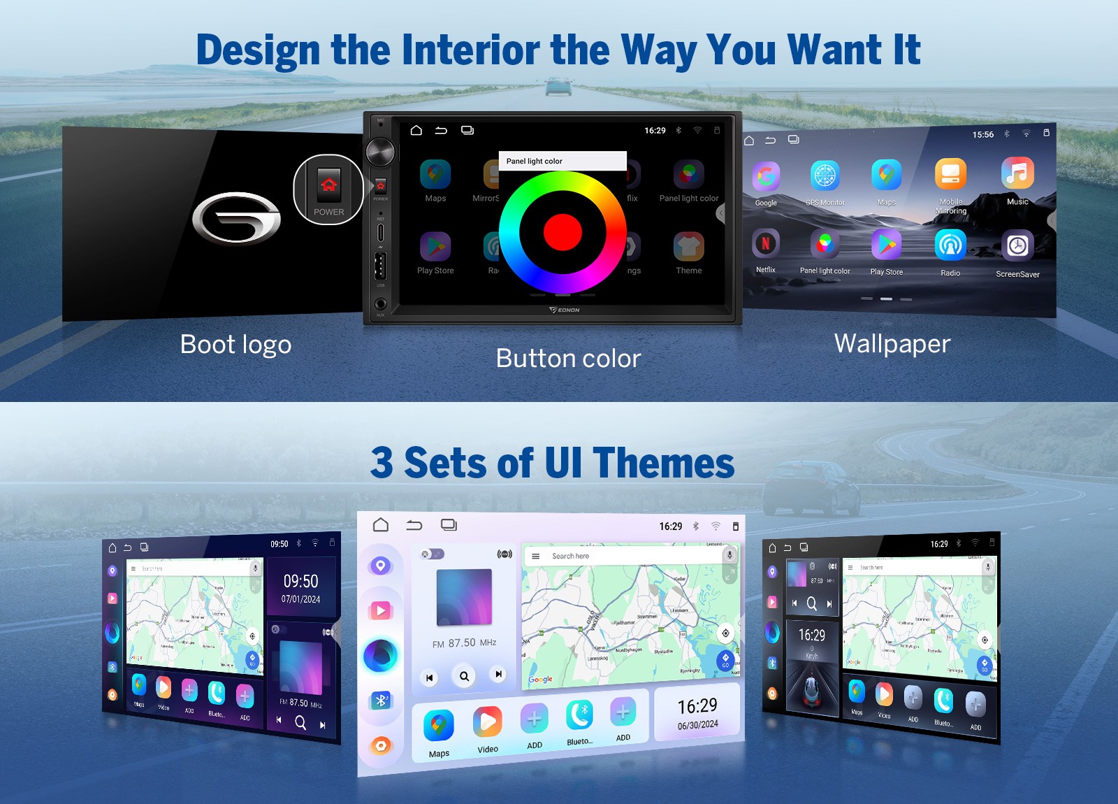 Eonon UA13 7″ IPS Double DIN Android 13 Car Stereo Radio GPS Tracker CarPlay APP