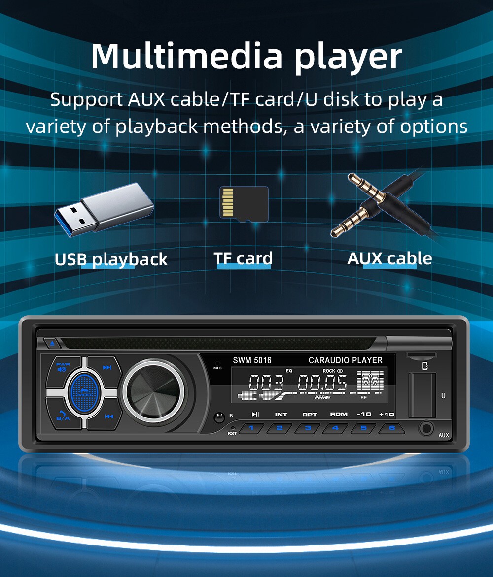 1 Din Bluetooth Car Stereo Radio In-Dash FM/AM DVD CD Player Head Unit