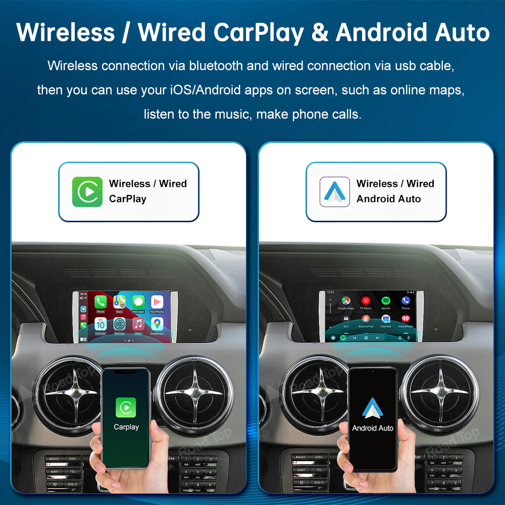 For Mercedes Benz GLK X204 NTG4.5 Wireless CarPlay Android Auto Car Retrofit GPS