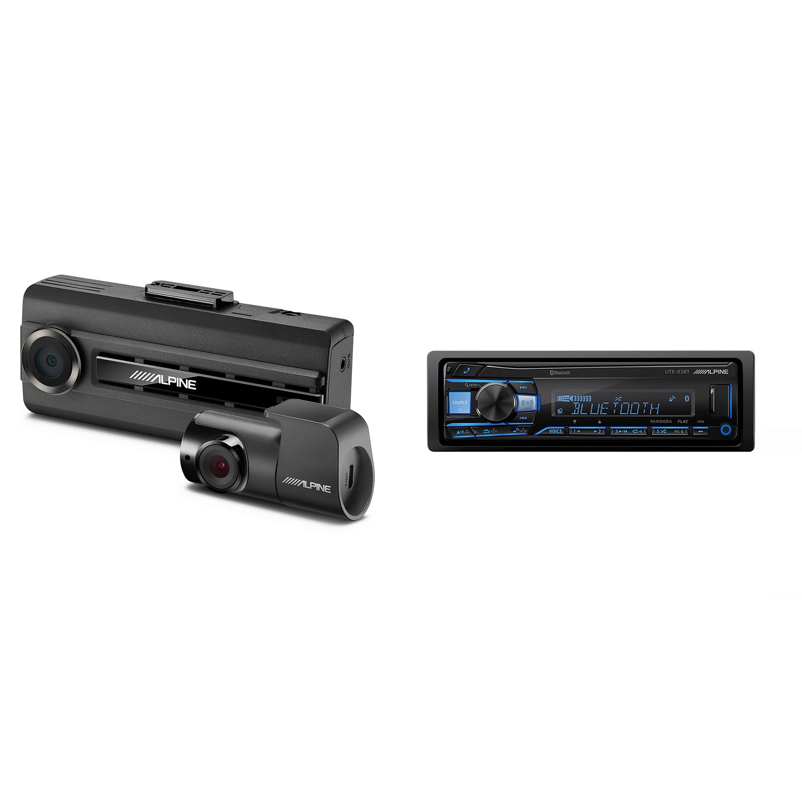 Alpine UTE-83BT Bluetooth Car Stereo with DVR-C310R Dash Camera