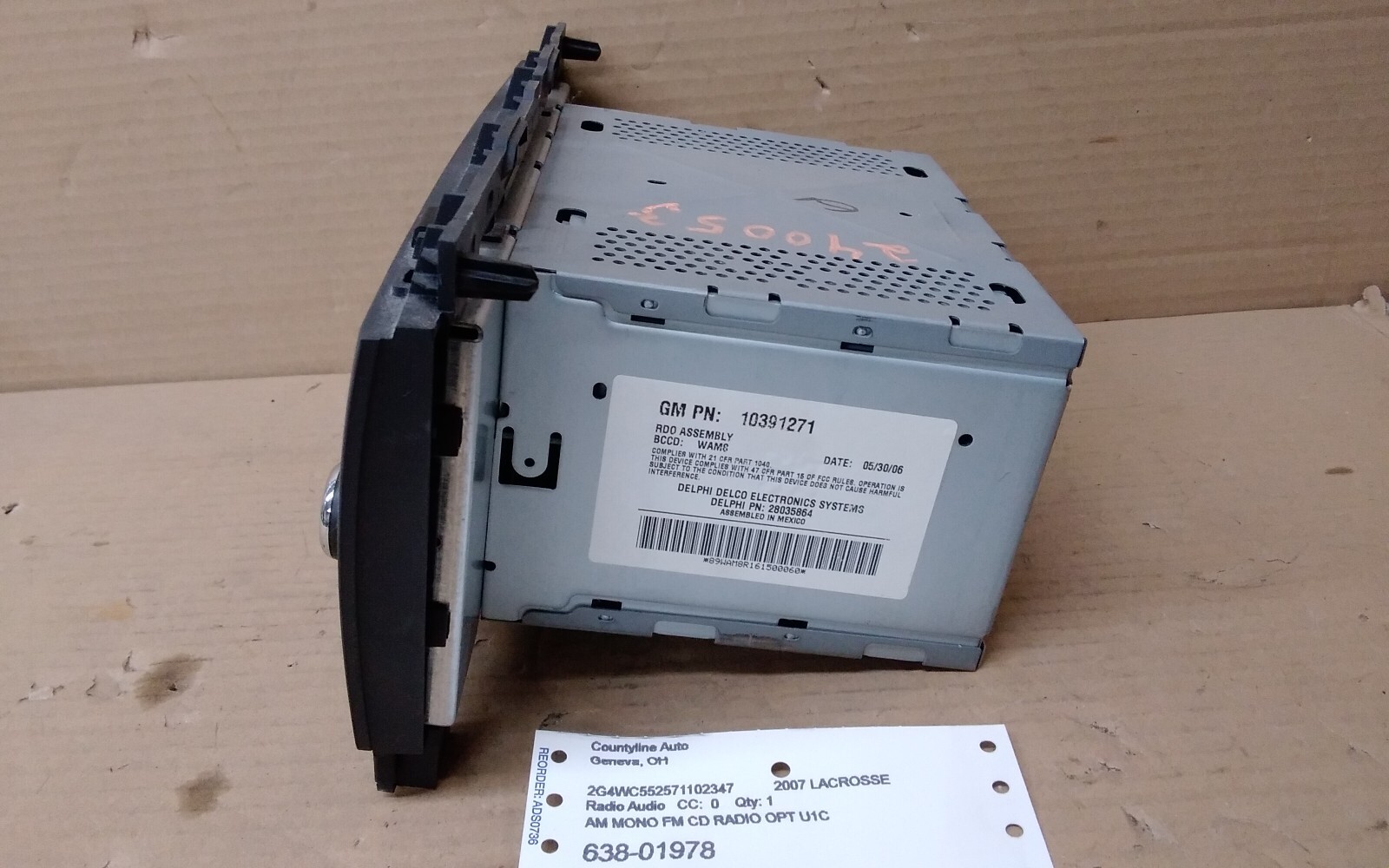 2007 BUICK LACROSSE AM MONO FM CD RADIO (OPT U1C)