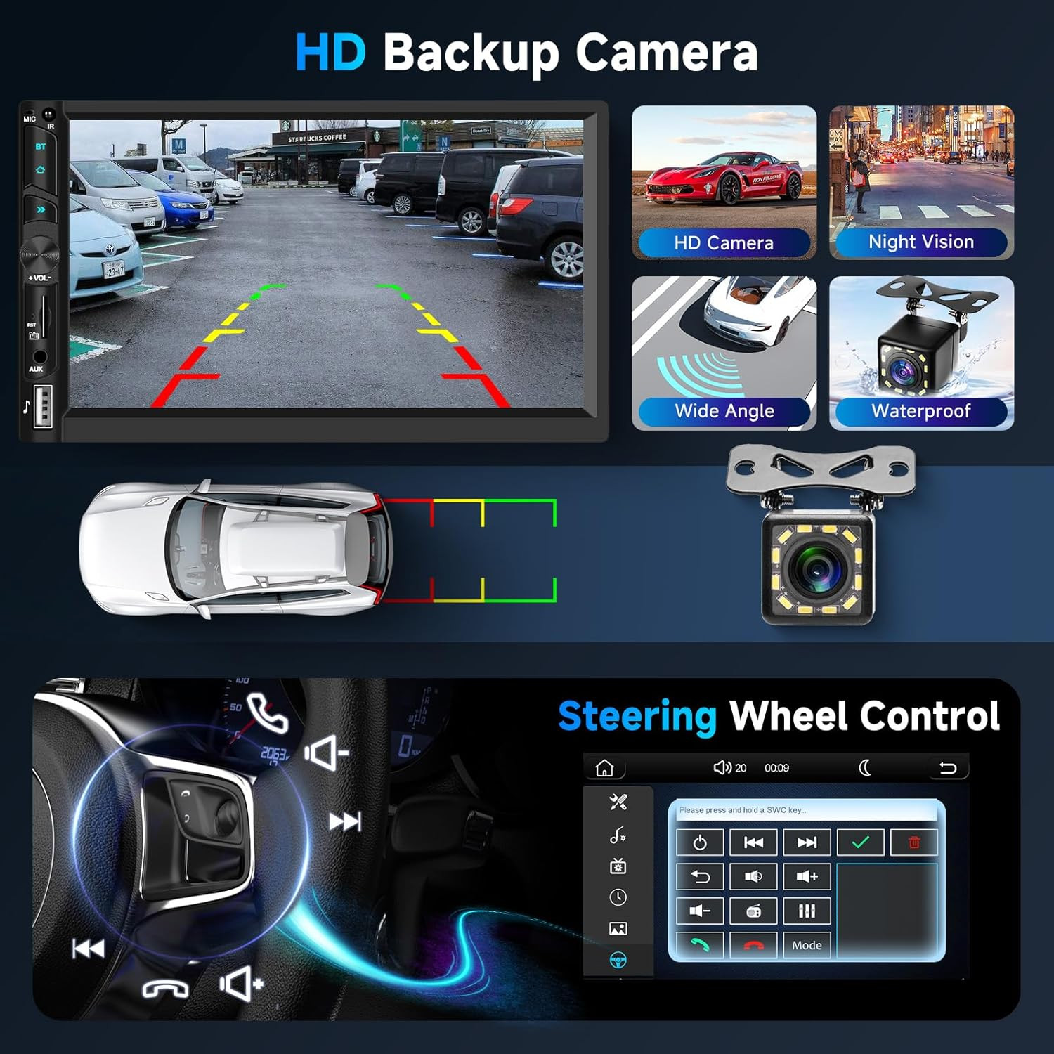 Wireless Double Din Car Stereo Carplay Radio, 7 Inch Anroid Auto Touch Screen Ra