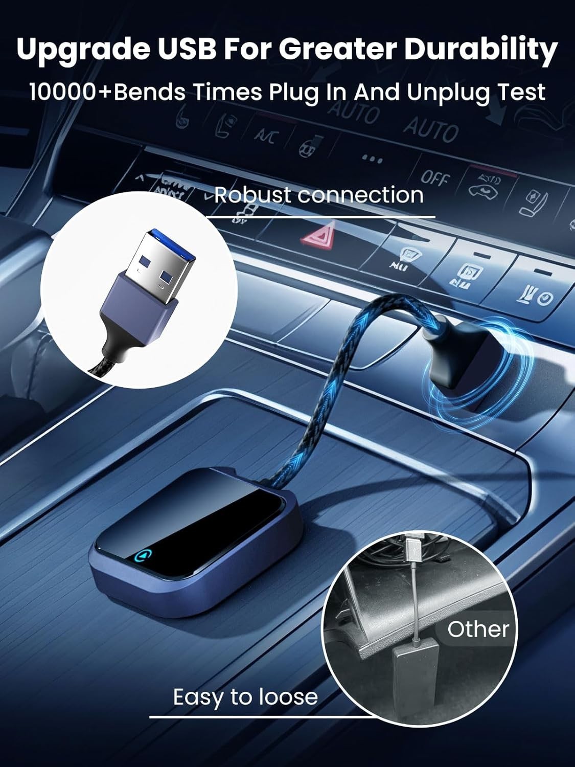 Wireless CarPlay Adapter For iOS Android Wireless Carplay Dongle,Plug Play WiFi
