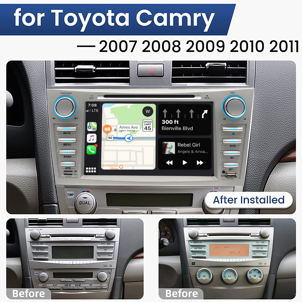 Apple CarPlay GPS DVD Player For Toyota Camry 2007-2011 Car Stereo Radio BT RDS