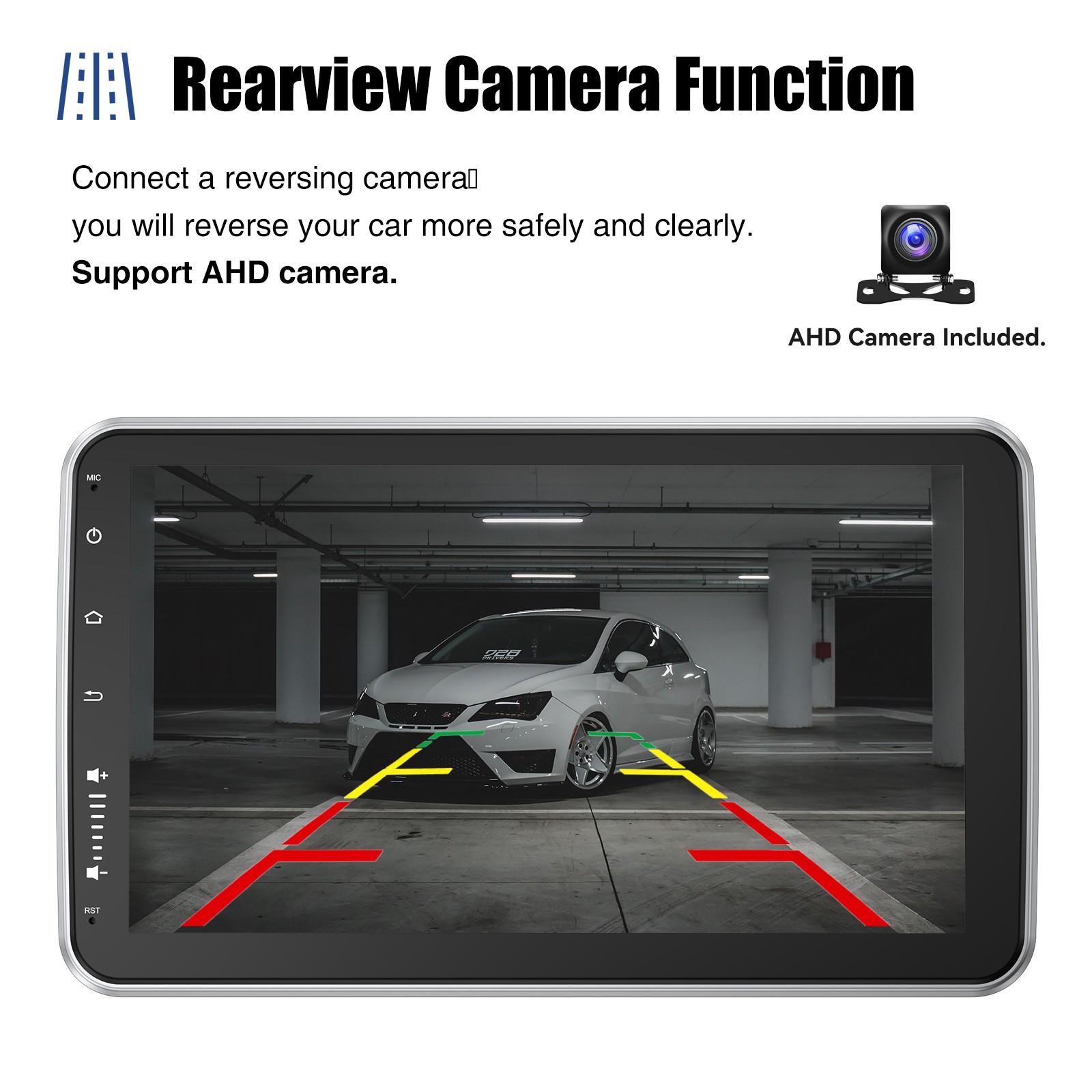10.4″ 1DIN Car Stereo Wireless Apple CarPlay Android Auto Head Unit Radio+Camera