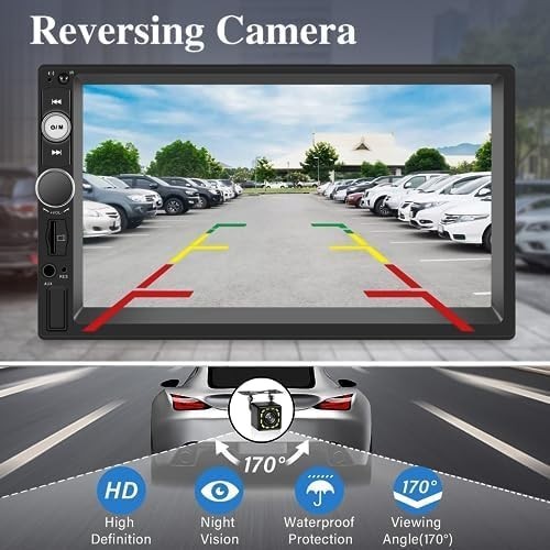 Double Din Bluetooth Car Stereo – 7 Inch Touch Screen Car Radio with Mirror L…