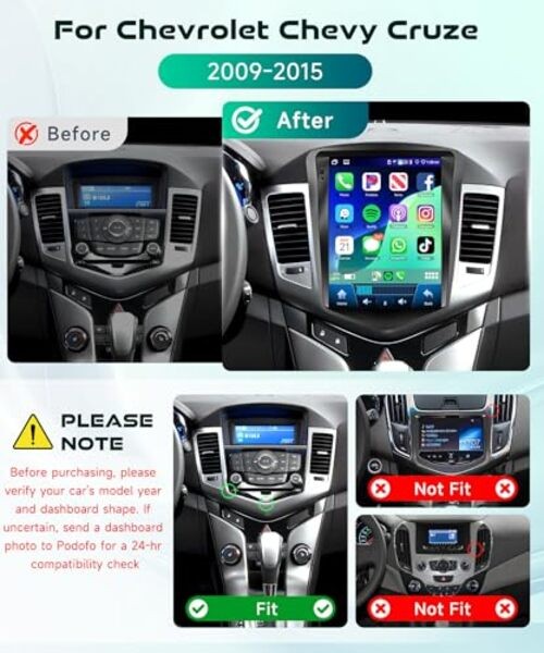 4G+64G Car Radio Stereo for Chevrolet Cruze 2009-2015 with Wireless CarPlay