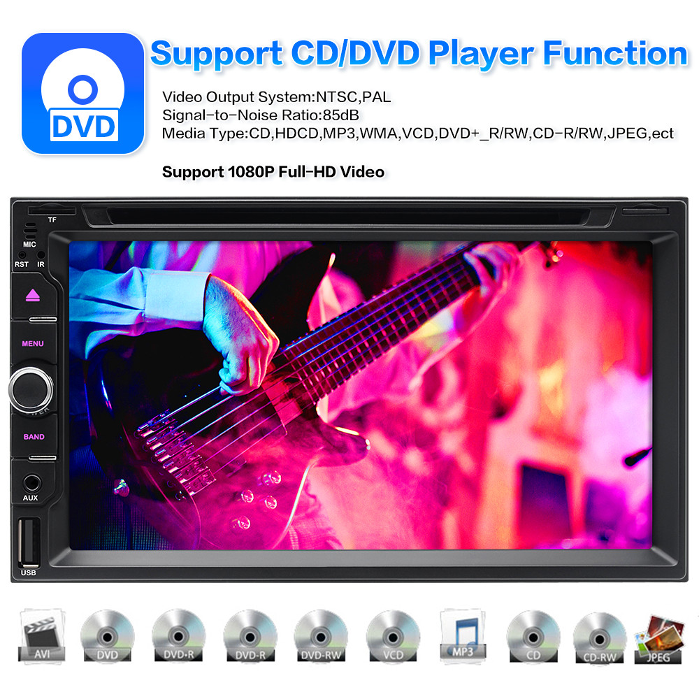 Car Stereo Bluetooth Carplay Radio Double 2 Din 7″ CD DVD Player Backup Camera