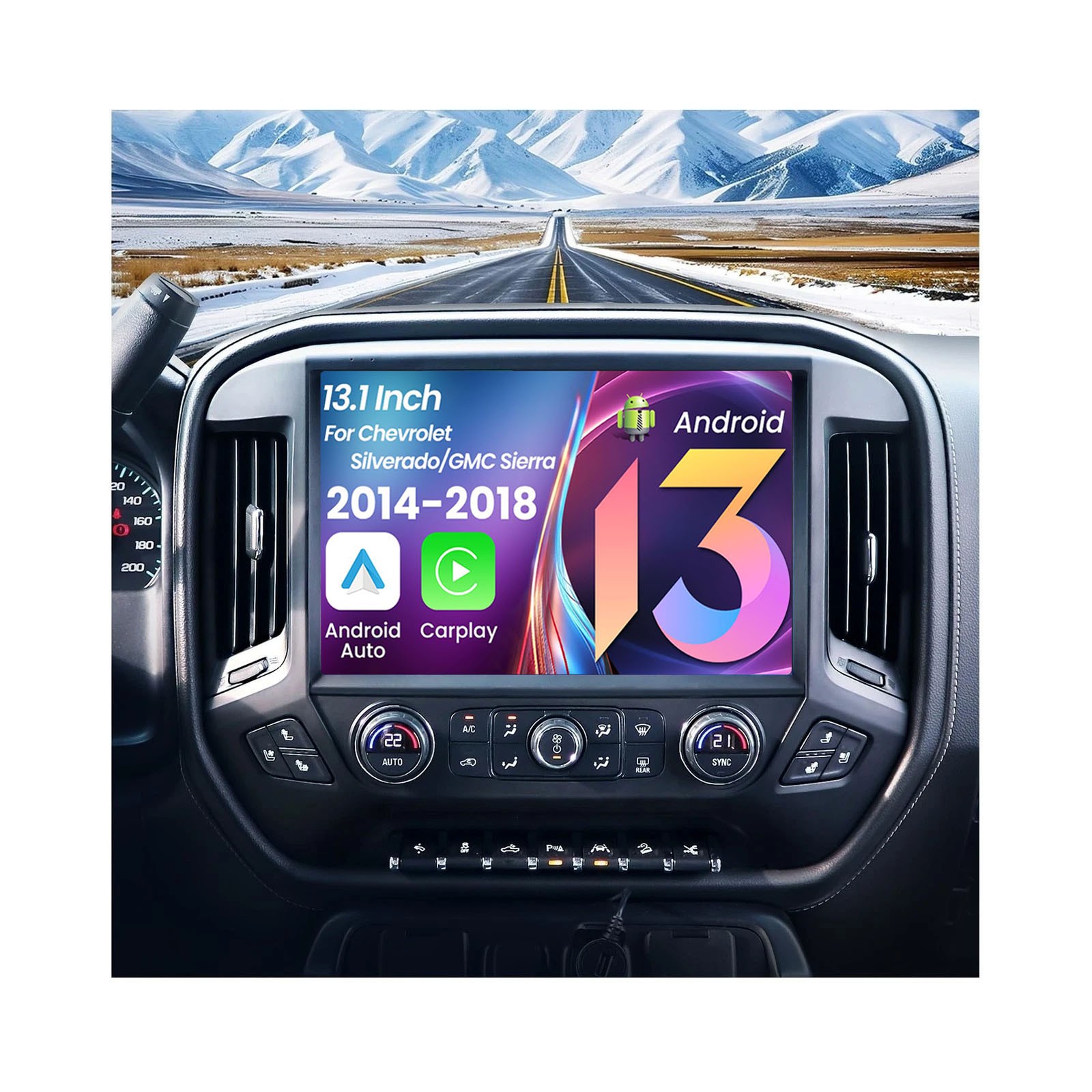 13.1inch Car Stereo Radio for Silverado & GMC Sierra 2014-2018 Android 13 4+64GB