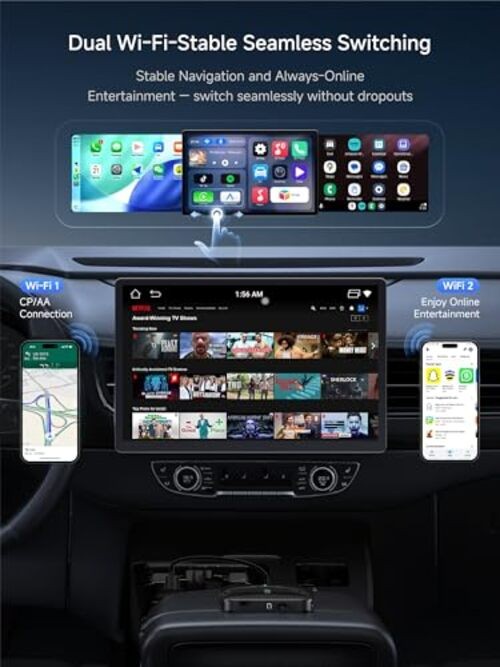 Wireless CarPlay & Android Auto Adapter, Supports for Glossy Black Finish