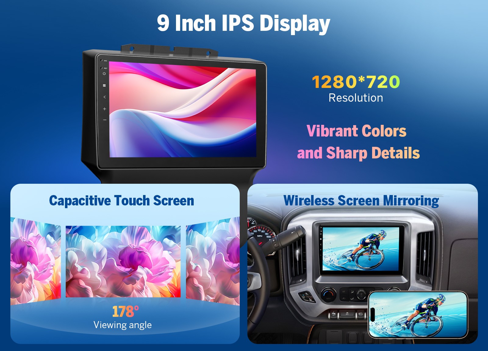 For Dodge RAM 2500 13-18 9″ Android 14 Car Stereo CarPlay Backup Camera In-Dash