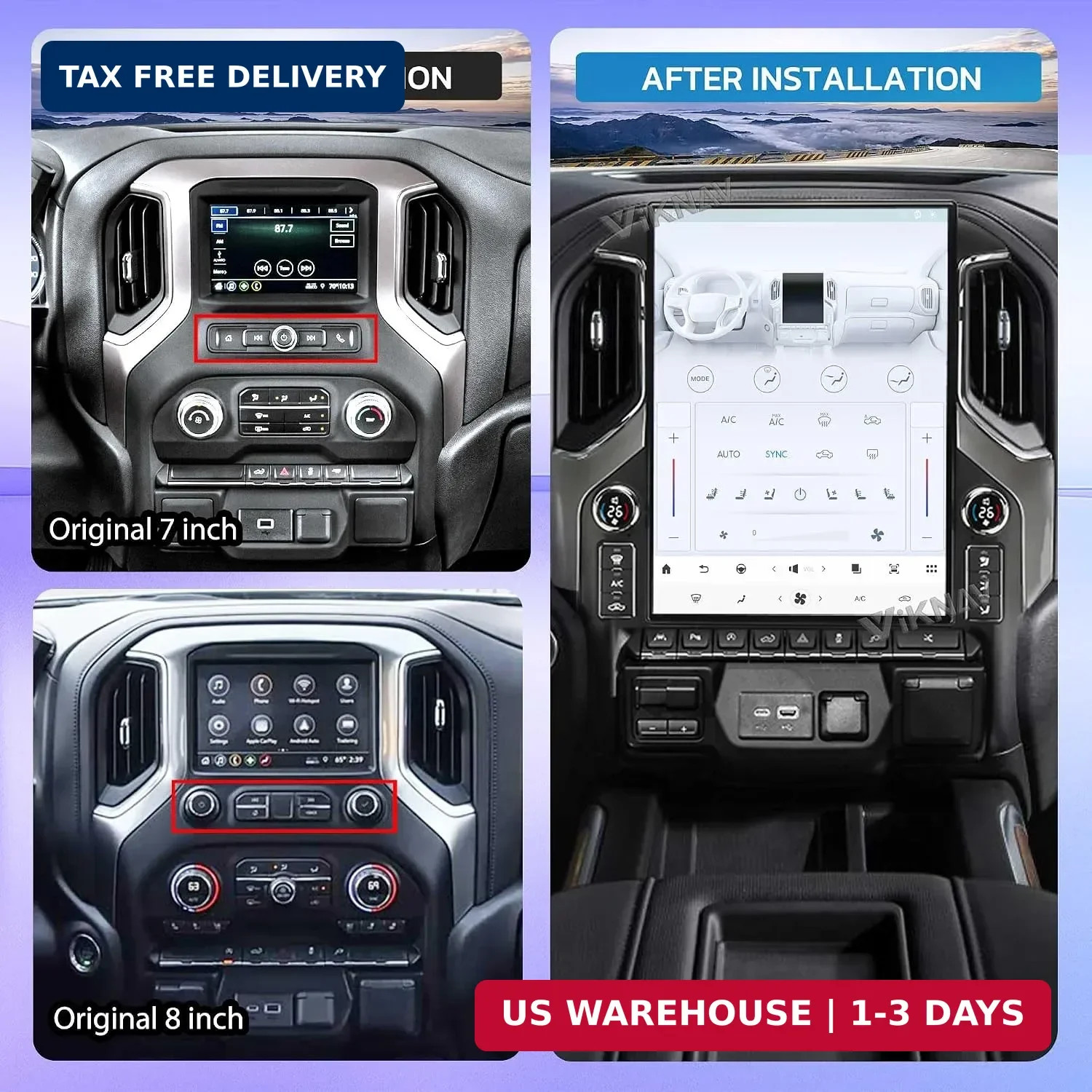 15.6 Inch Touch Screen Android Car Radio for GMC Sierra Chevrolet Silverado 2019
