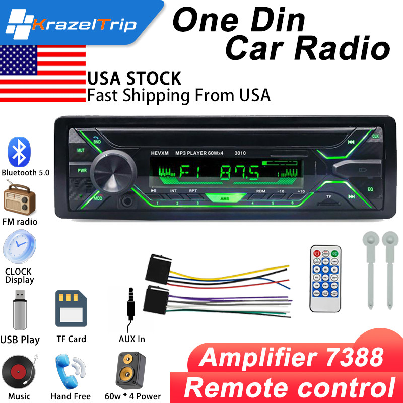 Car Stereo Audio Radio Receiver W/ Bluetooth in-Dash FM SD USB MP3 Player