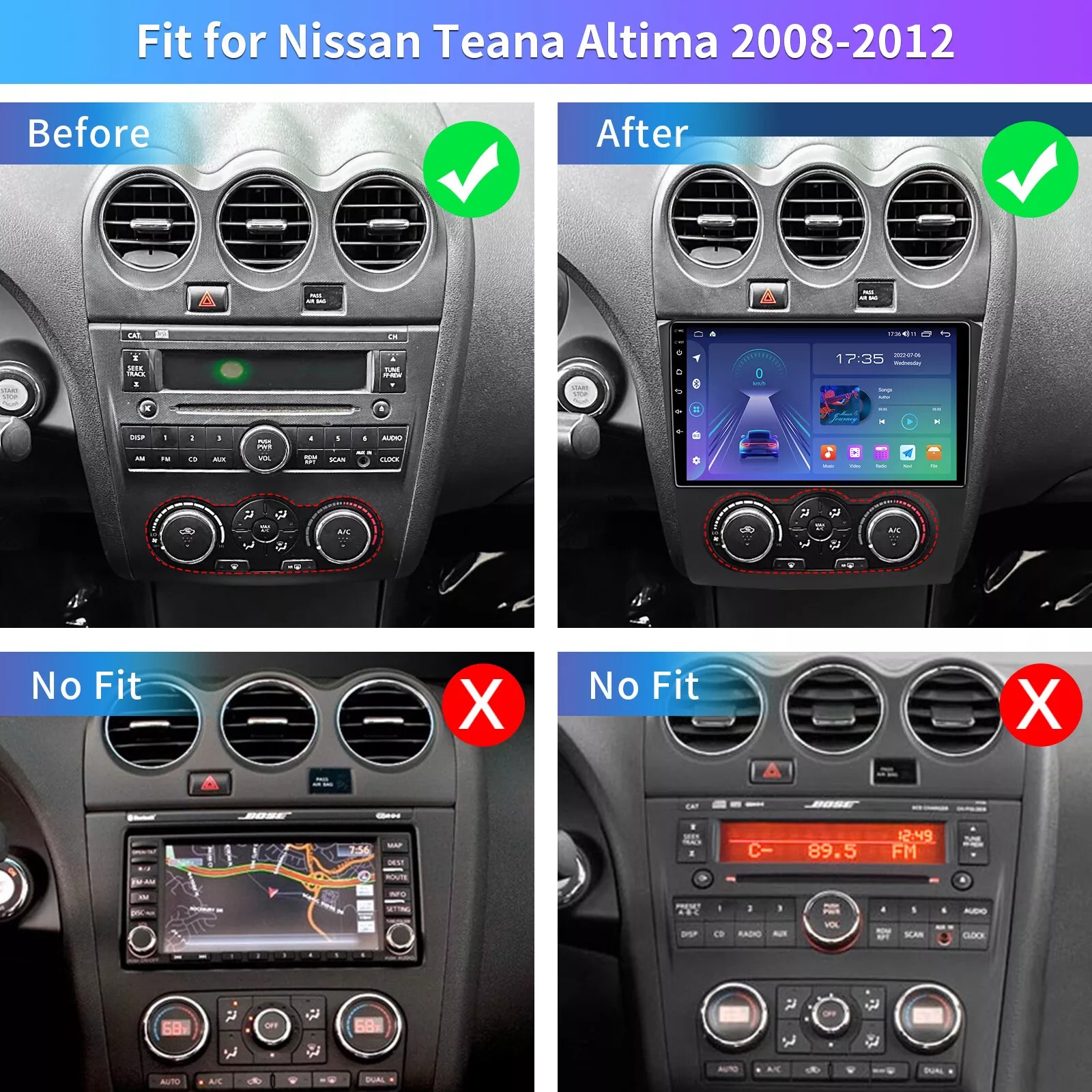 4+32GB CarPlay Car Radio Stereo Android 13 GPS Wifi For Nissan Altima 2008-2012