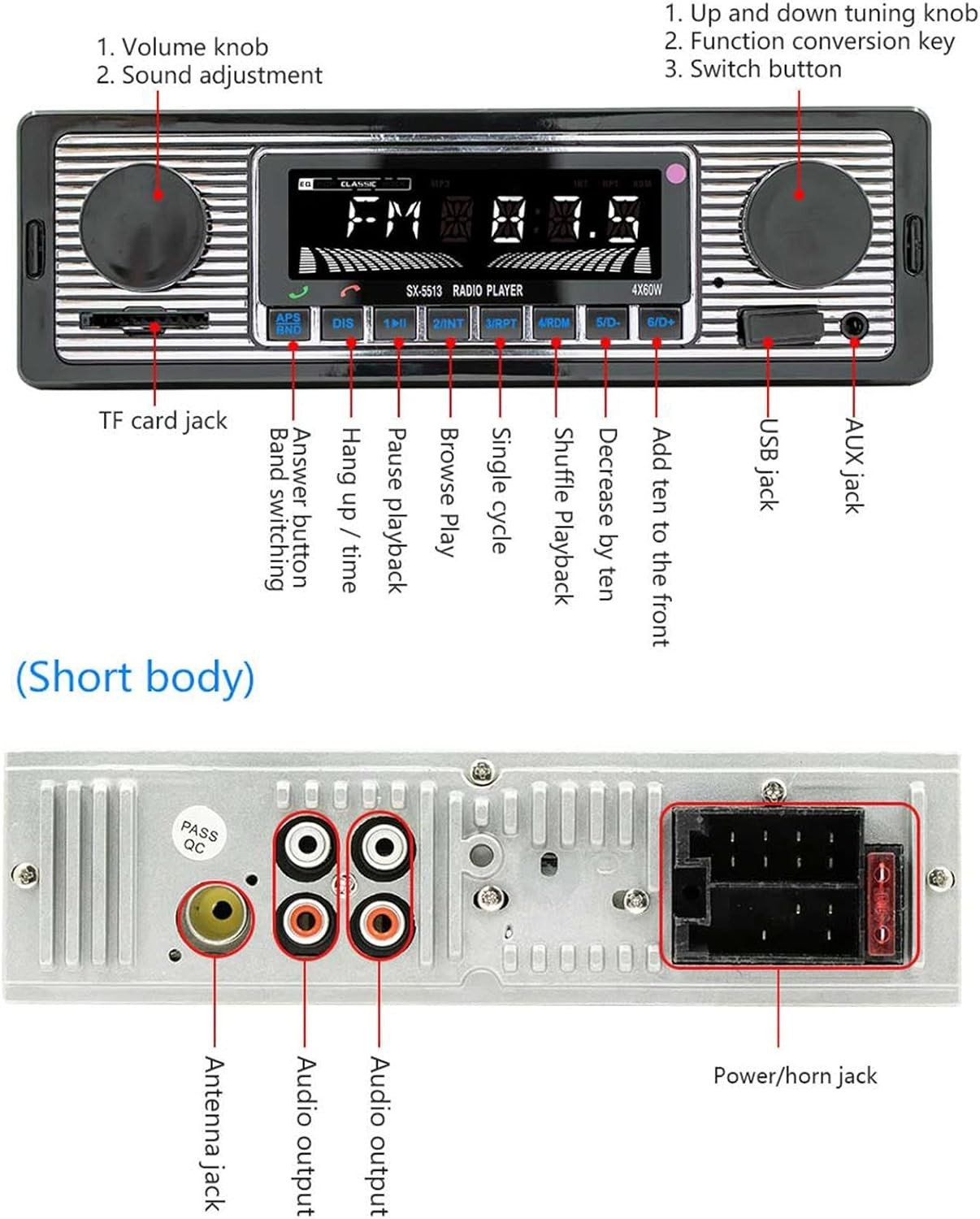 Bluetooth MP3 Player for Cars: USB/AUX Inputs & 4 Channel Sound Experience
