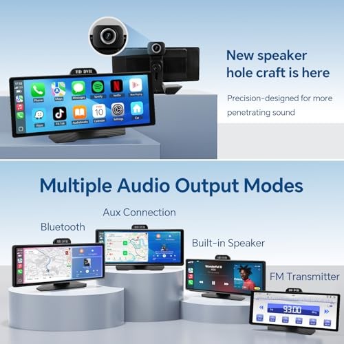 9.3″ HD Touch Screen Car Stereo, Portable Wireless CarPlay & Android Auto,