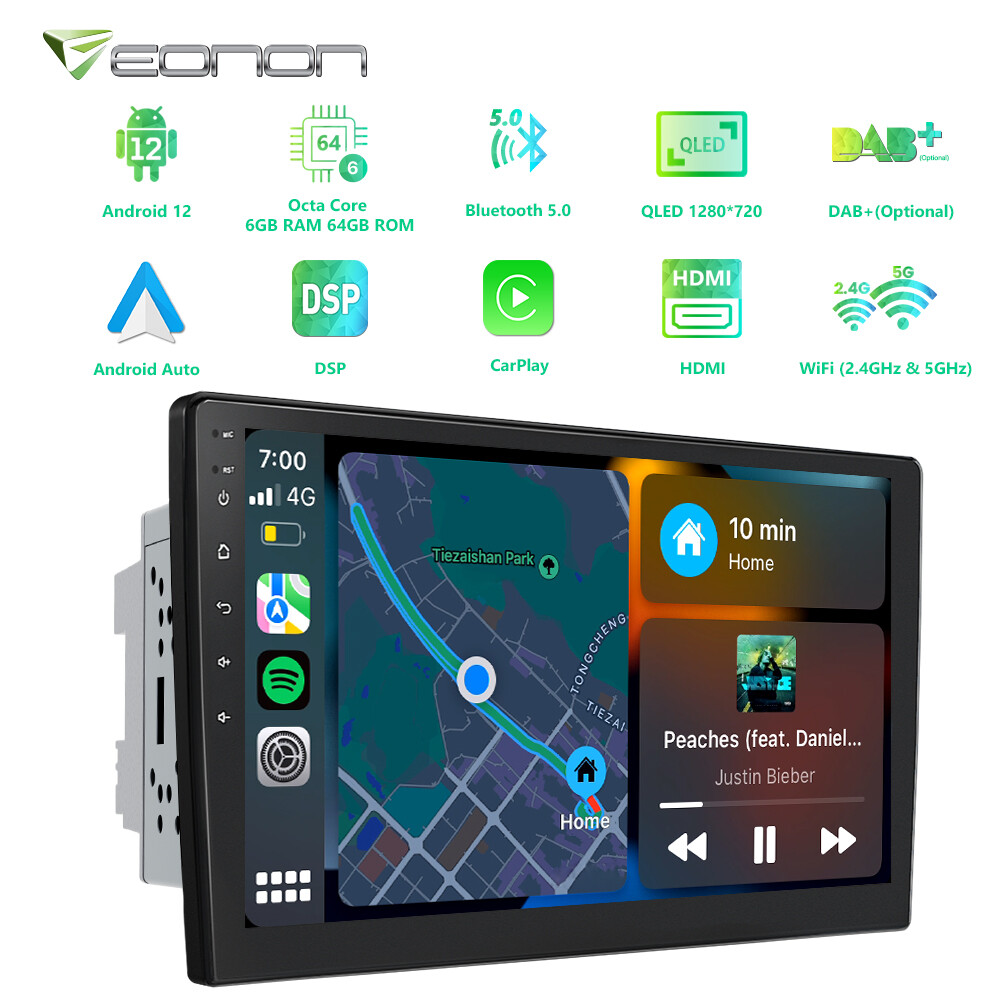 Android 12 6+64GB Double 2Din 10.1″ Car Stereo Radio GPS Navigation CarPlay WiFi