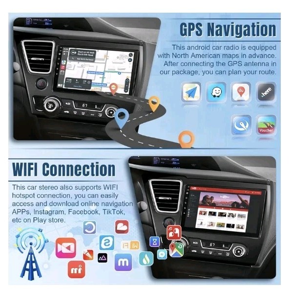 9″ CarPlay Android Auto 2+32G Car Radio Stereo for Honda Civic 2013-2017
