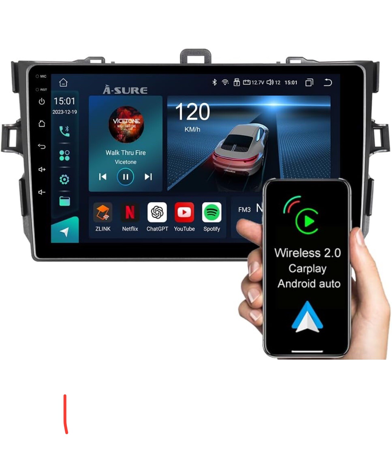 64GB DVR+ For Toyota Corolla 2006-2012 Android 64G Car Stereo Radio GPS Navigati