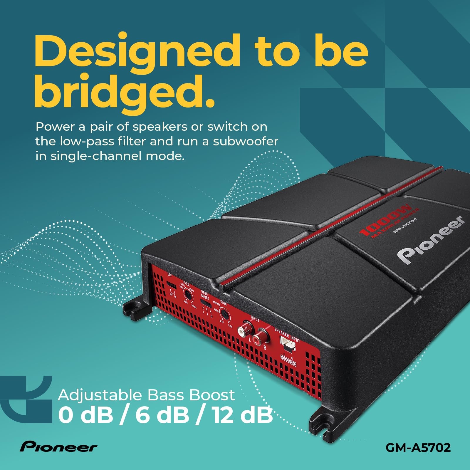Pioneer GM-A5702 2-Channel, Class AB, 1000 W Max Power – Bridgeable Multi-Channe