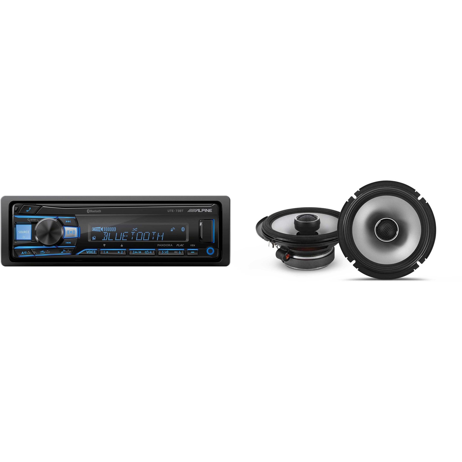 Alpine UTE-73BT Mech-less Digital Bluetooth Media Receiver with 1 Pair Alpine…