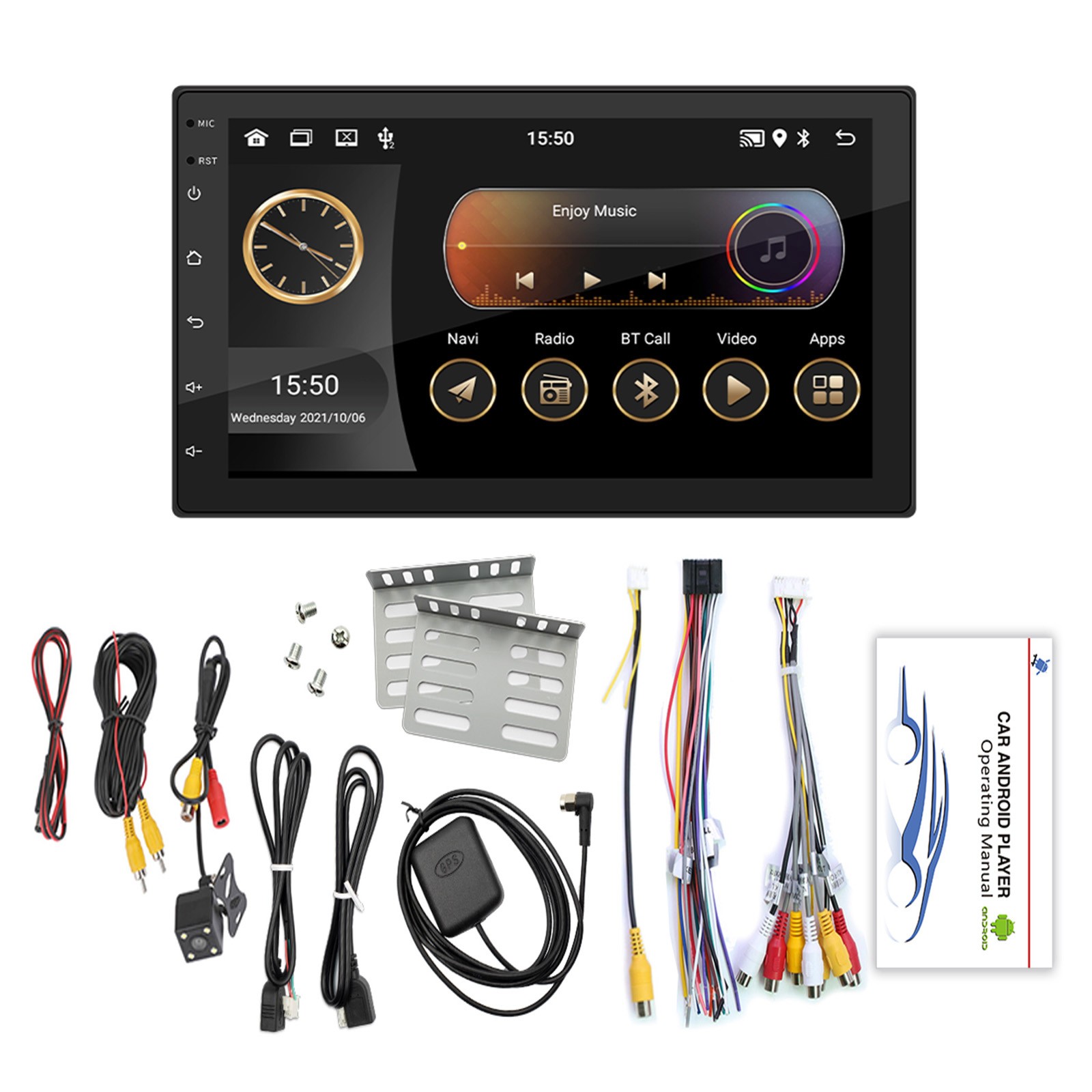 7″ Android 10 GPS WiFi Bluetooth Car Stereo MP5 Player Carplay + 4 LED Camera