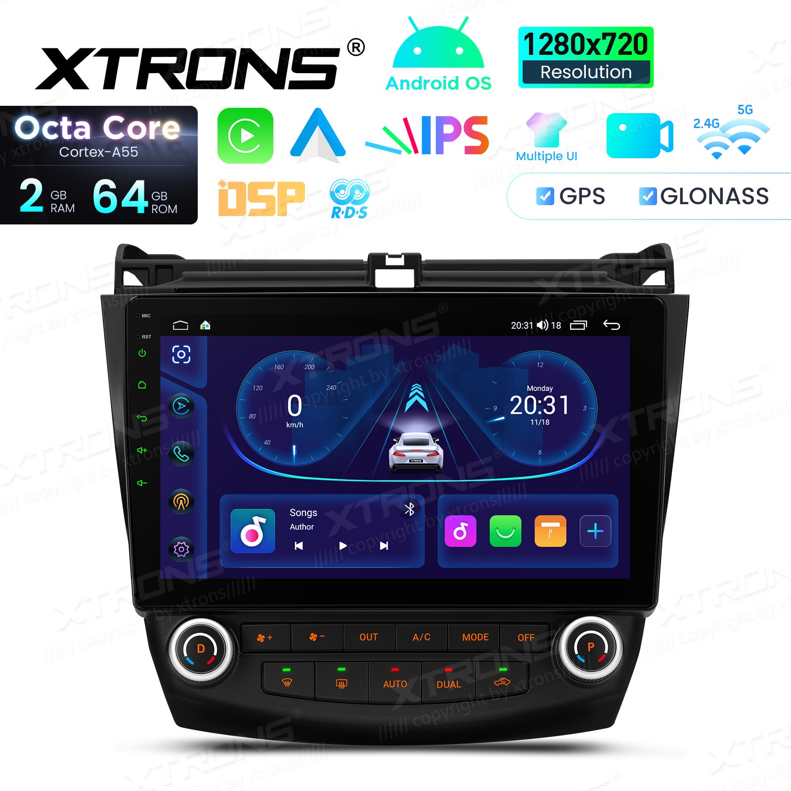For Honda Accord 2003-2007 CarPlay Android 14 Car Stereo Radio GPS IPS WIFI 64G
