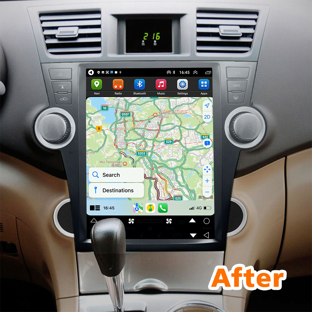 12.1″HD Car Video Player for Toyota Highlander 2009-2013 BT Music GPS WiFi DSP