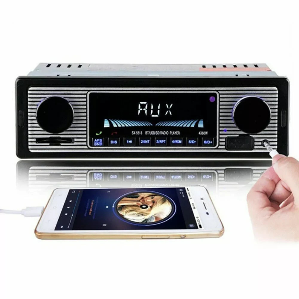 Vintage Car FM Radio MP3 Player Bluetooth USB Classic Stereo Audio Receiver AUX