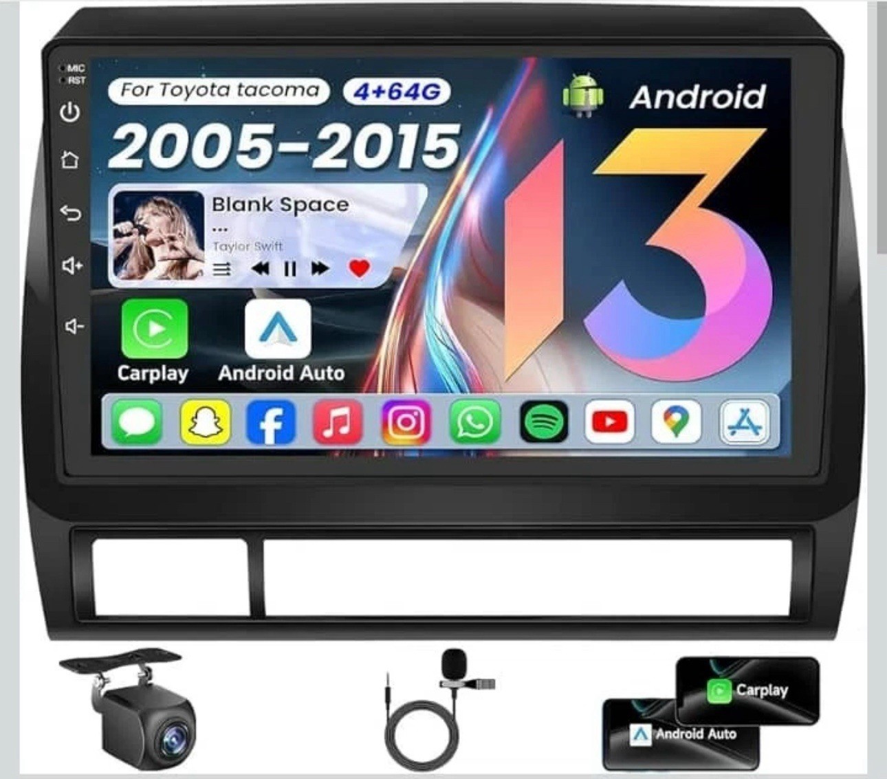 Toyota Tacoma Car Radio 2005-2015 Android Stereo 4Core Touchscreen GPS Navi Cam