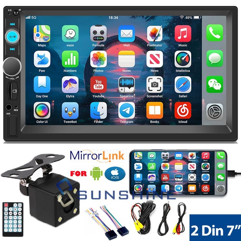 7″ IOS/Android GPS Estereo De Pantalla Para Coche Carro MP5 Radio USB Mirrorlink