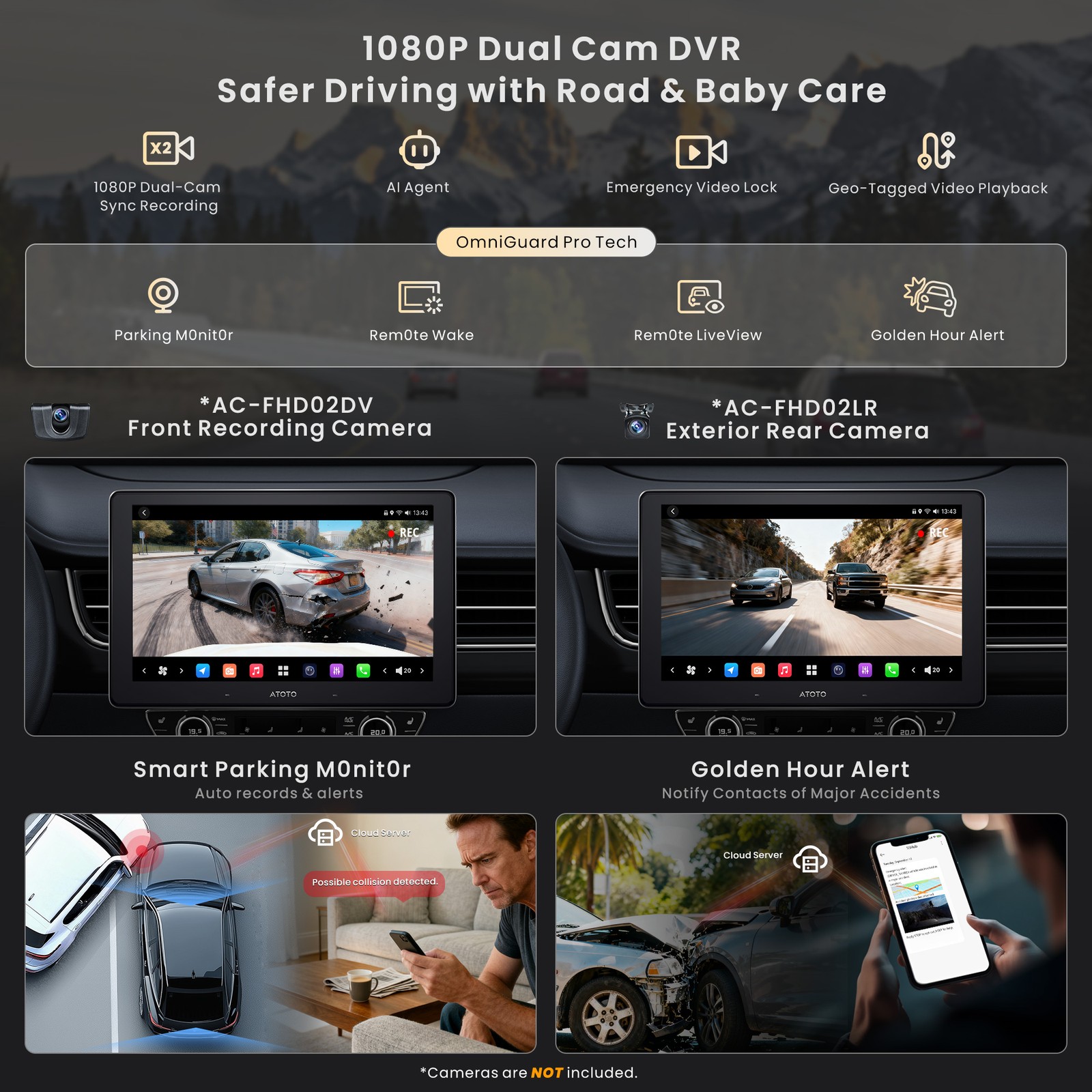 ATOTO 9” Powered AI Android Autoradio Hi-Volt RCA G-Sensor +OBDII Diag Scanner