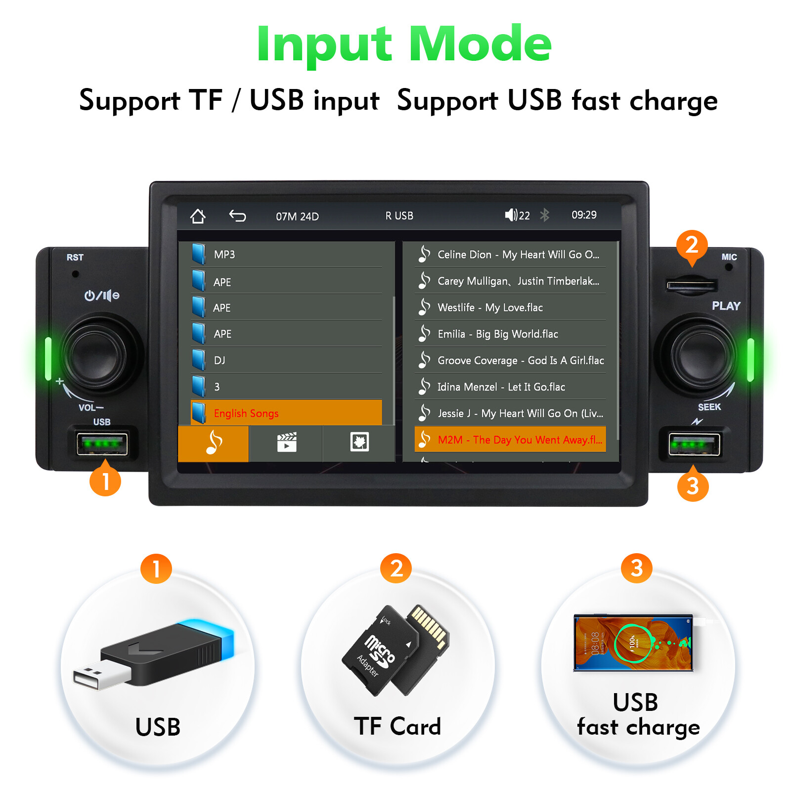 Single 1Din Car Stereo Radio Wireless Apple Carplay 5″ Touch Bluetooth DSP FM AM