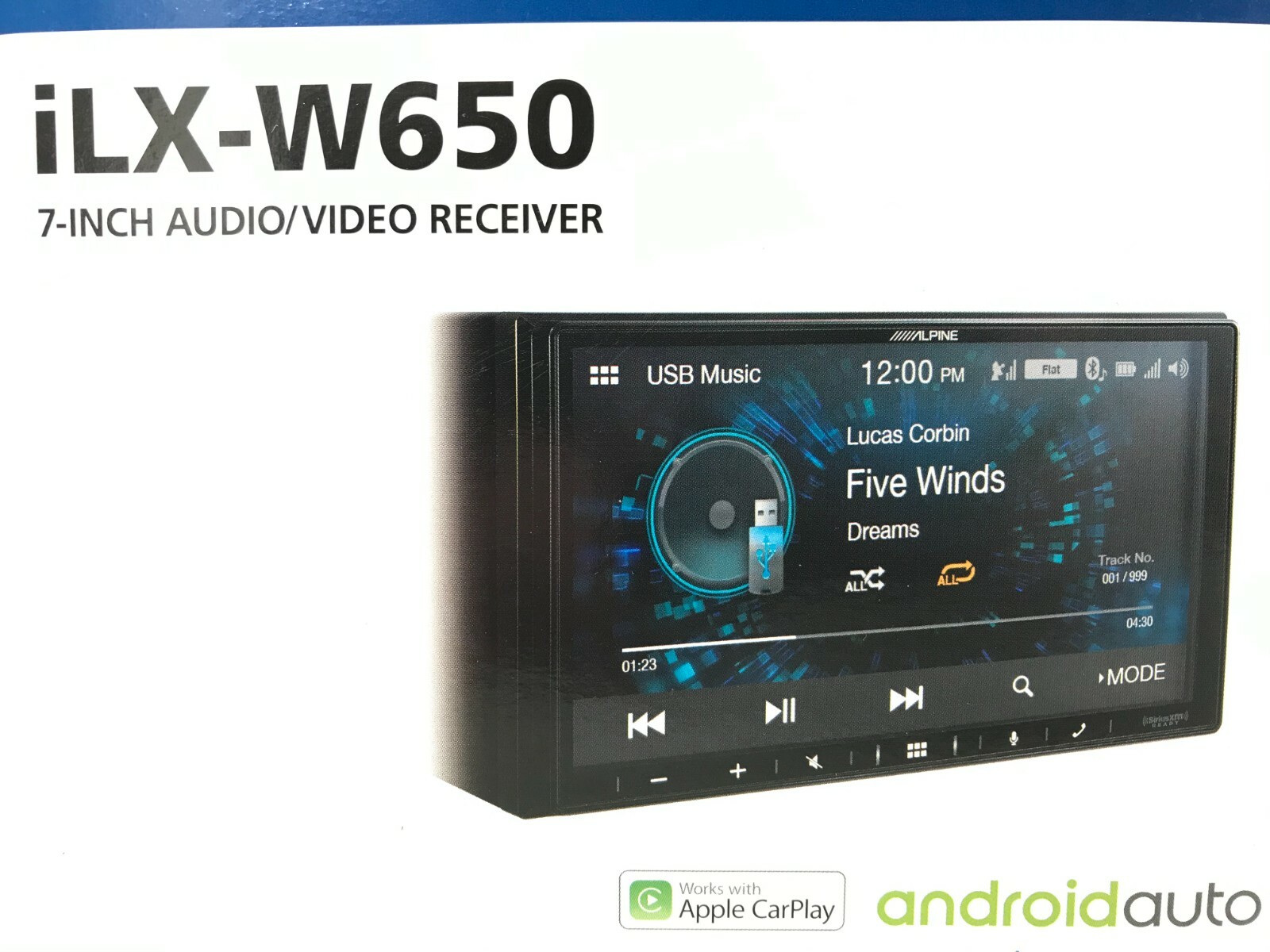 Alpine iLX-W650 Bluetooth Multimedia Player Apple CarPlay Android Auto 6Ch 4v 7″