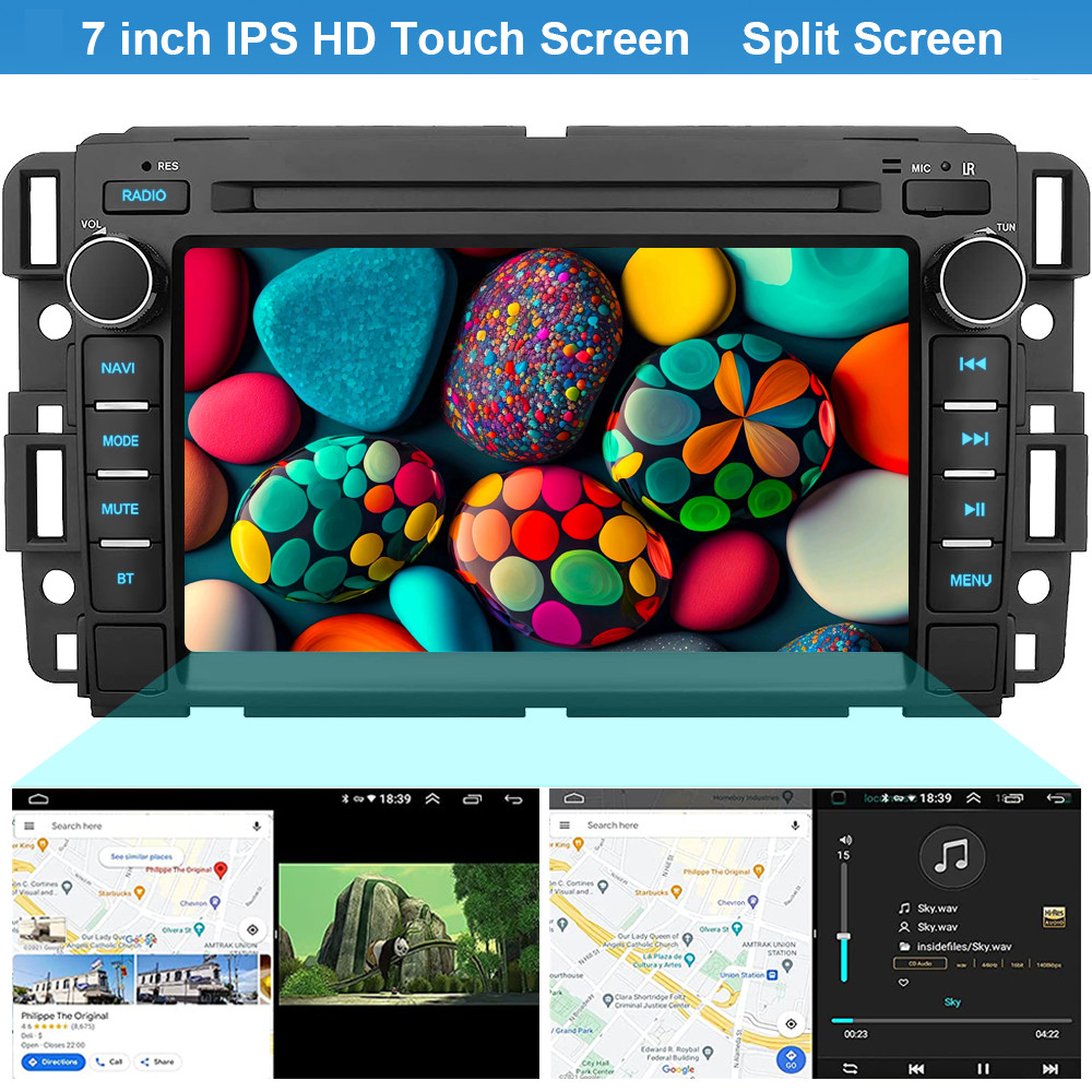 4+64G Android 15 Car Radio Stereo GPS Navi Wifi Carplay For GMC Acadia 2007-2012