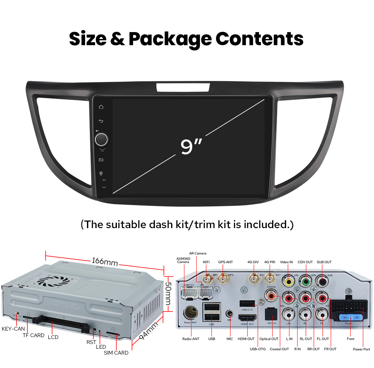 Joying 9 Inch Android 12 Car Stereo for 2012-2016 Honda CR-V LX EX EX-L Touring