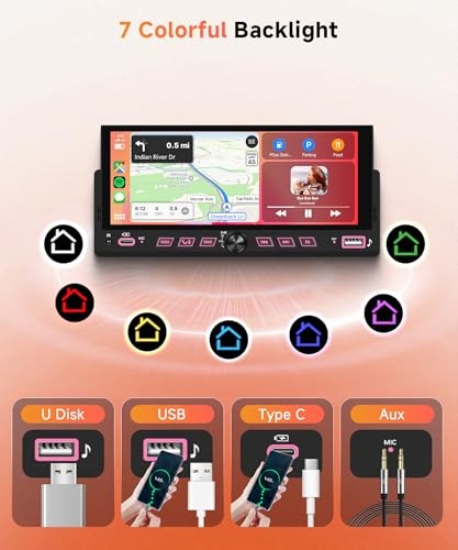 Car Stereo Single Din Wireless Carplay 6.86 Wireless Carplay Android auto 2