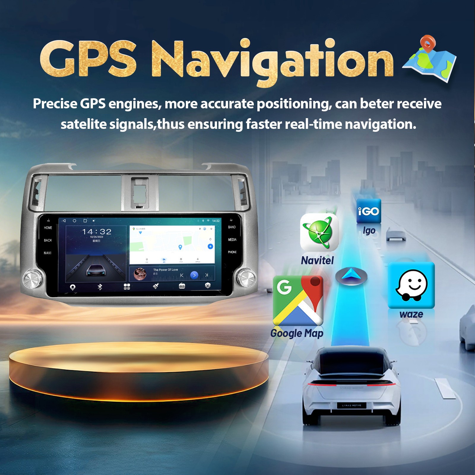 10.33″ Carplay Stereo Radio Head Unit For Toyota 4Runner 2010-2019 Tesla Style