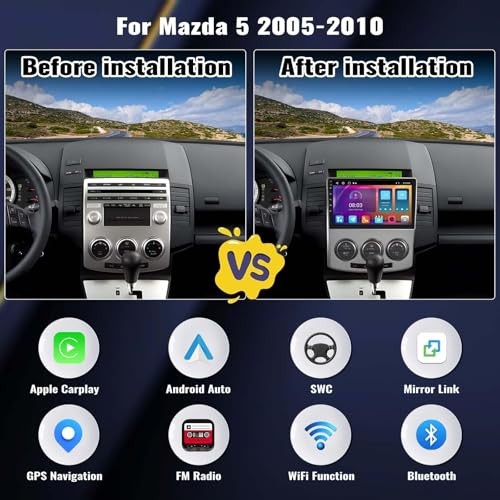 Android 15 [4-Core 64G] Car Stereo Radio for Mazda 5 2005-2010 P1-4CORE+64G
