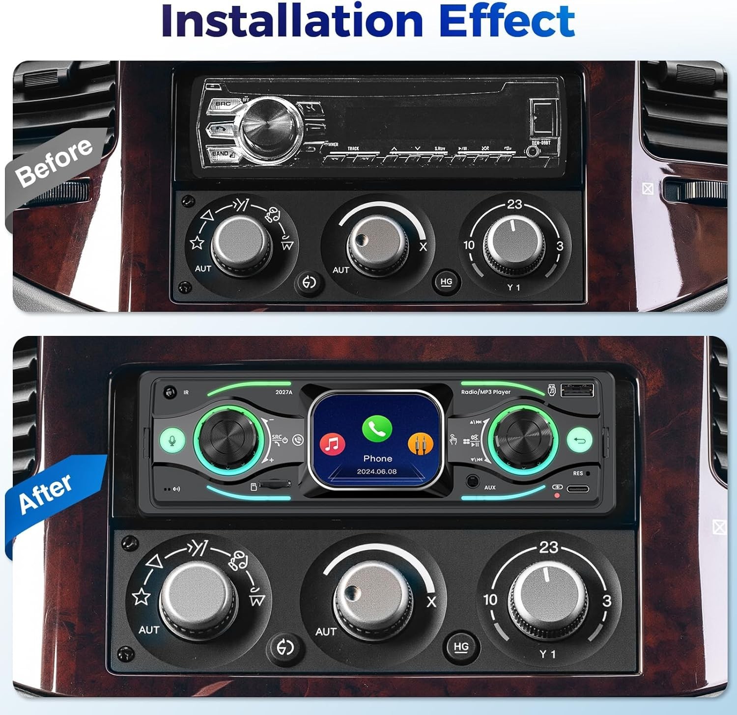 Single DIN Car Stereo with Touchscreen, Bluetooth Audio, Car Radio Receiver, …